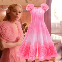 Wicked Witch Elphaba Cosplay Dress Halloween Fantasy Costume Children Glinda Pink Dress 3-12 Yrs Kids Luxury Princess Ball Gown