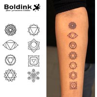 Boldink Sacred Geometry Symbols Set Temporary Tattoo,Lasts To 15 Days New Technology Magic Waterproof Semi Permanent Sticker.