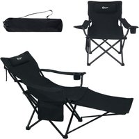 2in1 Folding Camping Chair with Detachable Footrest amp Headrest, Adjustable Recliner with Cup Holder amp Bag, Portable for Out