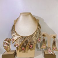 18K Unique Women's Jewelry Set - Hot Selling Necklace Earrings Bracelet Ring No Discoloration Wedding Costume Jewelry