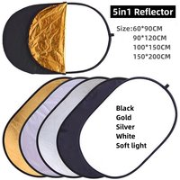 RF02 5in1 Round Collapsible Light Photography Reflector 100x150CM for Studio Multi-Photo Outdoor Studio Reflector 2in1 Portable
