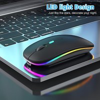 Wireless Mouse Slim Bluetooth-compatible 2.4G Computer Mice Portable Rechargeable Cordless Mouse for iPad Laptop Desktop