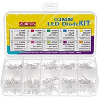 200PCS 3MM LED Emitting Diodes Assorted Colors Warm White to Purple Pink including Red Orange Yellow Green Blue - 10 Pack