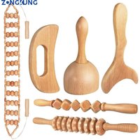 Wood Therapy Massage Tools, Wood Lymphatic Drainage Massage Tools Set for Body Sculpting, Maderoterapia Kit for Anticellulite