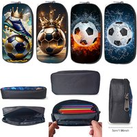 Cool Soccer with Golden Crown Cosmetic Case Kids Football Pencil Bag Teenager Stationery Bag Pencil Box Office School Supplies