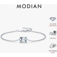 MODIAN Emerald Cut D Color Rectangle Moissanite Bracelet 925 Sterling Silver Luxury Link Chain Bracelet For Women Fine Jewelry