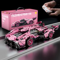 1:14 Pink V12 Block Roadster RC Tech Racer 1:14 DIY Roadster building block assembly Block car toy birthday gift