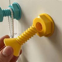3pcs No-Drill Wall Hooks, Adjustable Adhesive/Screw Mount for Kids' Room, Bathroom - Towel & Clothes Hooks