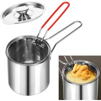 Stainless Steel Deep Fryer with Strainer Basket Multi-Purpose for Home Tempura Chicken Frying Fry Pot Oil Fryer Pot Cooking Pot