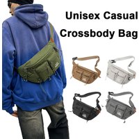 Minimalist Unisex Style Casual Chest Bag Large Capacity Multi-Pocket Men's Crossbody Shoulder Bag Lightweight Nylon Commuter Wai