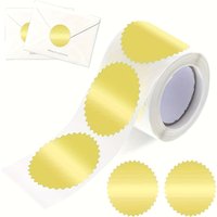 250/500pc Golden Foil Seal Stickers, 2-Inch Round Labels with Serrated Edge, Durable Self-Adhesive Metal Seals