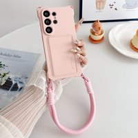 Silicone Wallet Crossbody Necklace Lanyard Card Holder Case For Samsung S26 S25 S24 Ultra S23 FE S22 S21 Plus Soft Cover