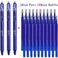 6-23Pcs Retractable Erasable Gel Pens Set with Refills Black Blue Gel Ink Built-in Eraser School Office Supplies Stationery