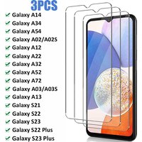 3PCS Schutz Glas für Samsung Galaxy A14 A34 A54 A02 A12 A52 A72 A03 A13 Screen Protector für Samsung s21 S22 S23 Plus Glas