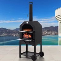 12 Inch Outdoor Charcoal and Firewood Pizza Oven Multifunctional Oven for Backyard Patio Garden Cooking Built-in Thermometer