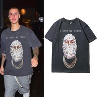 Hip Hop Blume Maske Männer Brief Drucken Casual Kurzarm Herren T-shirts Rundhals Übergroßen Baumwolle Streetwear Lose Top Tees