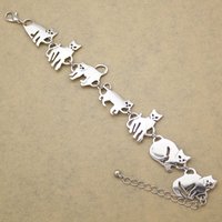 Cat Pendant Charm Chain Link Bracelets For Women Cowgirl Cuff Bangles Fashion Jewelry Egyptian Bastet Pulseira Accessories Gift