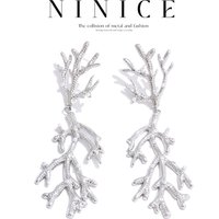 NiNice Earrings Stainless Steel Carefully Selected Jewelry Plant Leaves Large Pendant Exaggerated Suitable Party Gifts New