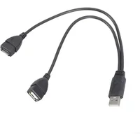 High Quality USB 2.0 Cable USB Double Splitter Adapter Cable One to Two Female to USB 2 Male Power Extension Cable
