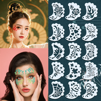 16Pcs Face Painting Stencils Reusable New Mask Set DIY Kids Graffiti Hand Painting Aids Tattoo Templates Holiday Makeup Tool