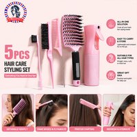 5PCS Hair Styling Set Detangling Brush Rat Tail Comb Edge Brush Fine Mist Spray Bottle Salon Professional for All Hair Types