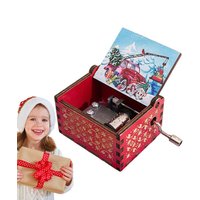 Hot Wooden Hand Crank Music Box Fantastic Christmas Music Box Wooden Carved Music Boxes Christmas Birthday Gift Home Decor