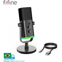 Mikrofon dynamiczny FIFINE USB/XLR ze sterowaniem RGB/gniazdem słuchawkowym/wyciszeniem, mikrofonem do gier komputerowych nagrywanie strumieniowe AmpliGame-AM8