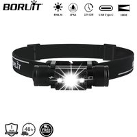 BORUiT HP300 LED Headlamp Max.850LM Powerful Headlight Type-C Rechargeable Work Light Torch Waterproof Camping Hunting Lantern
