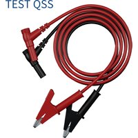 QSS 1M 2PCS Multimeter Test Lead Banana Plug to Alligator Clips Wire Cable with Insulators Copper Clips Red Black Q.70065