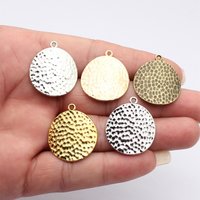 WYSIWYG 10pcs 30x26mm 5 Colors Hammered Twisted Design Round Charms For DIY Jewelry Making