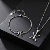 African Berbers Symbol Necklace Bracelet for Men, Berber Kabyle Style Stainless Steel Necklace, Fashion Amazigh Ethnic Jewelry