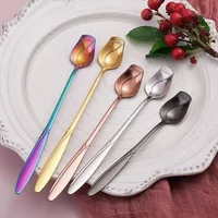 Rose Small Spoon with Long Handle Stainless Steel Long Spoon Small Rose Stirring Teaspoon for Dessert Coffee Cake Nice Gift
