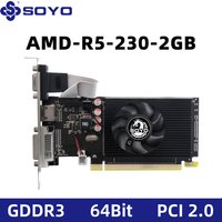 SOYO AMD Radeon R5 230 2GB DDR3 64Bit Graphics Card PCIe2.0x16 HDMI VGA/DVI Video Card ATI 40NM LowProfile Card Desktop Computer