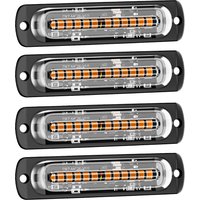 4pcs 12V-24V LED 12SMD Feux de voiture et de camion clignotants, feux de pompier, feux de signalisation stroboscopiques, boîtier en alliage d'aluminium