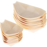 50Pcs Disposable Sushi Serving Trays Sushi Boat Plates Wood Boats Plates Sushi Salad Dessert Bowl Wood Serving Bowl