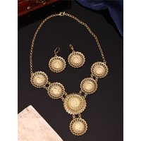 1 Set of Vintage Palace-Style Women's Necklace and Earring Jewelry Set with Three-Dimensional Carved Floral Design for Women's Weddings, Festivals, and Banquets