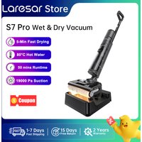 Laresar S7 Pro Kabelloser Nass- und Trockenstaubsauger, Wischmop, Lay-Flat-Reinigung, 5-Min-Schnelltrocknung, 80°C Selbstreinigung, 19000 Pa Saugleistung, Anti-Verheddern, 50 Min Laufzeit,
