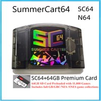 SC64 N64 Flashcart SummerCart64 Open Source Game Card 64GB SD Built in Menu and Cover Thumbnails N64 Expansion Pak 4MB M64