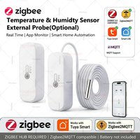 Tuya Zigbee Smart Thermometer Hygrometer With Waterproof External Temperature Probe Sensor Remote Monitoring For Smart Life Z2M