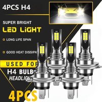4PCS H4/9003 white LED bulbs, 360° omnidirectional illumination, 6000K high brightness, suitable for vehicle exterior lightin