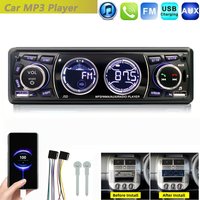 1 Din Car Audio System with Digital MP3 Player, FM Radio, AUX/USB/TF Card, And In-Dash Kit for 12V Vehicles, Without Battery