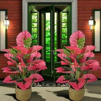 New 2pcs Artificial Pink Colorful Leaves Purple Water Lily Apple Leaf Ornamental Plants for Home Garden Decoration xt2114-fro