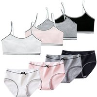 Mädchen-Trainings-BHs und -Slips, einfarbige Kinder-Baumwollunterwäsche-Sets, Teenager-Schüler-BH-Weste und Slips, kabelloser Mädchen-Baumwoll-BH, 8-16 Jahre