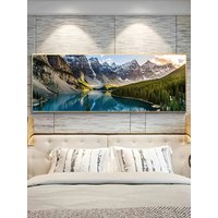 1pc Canvas Painting, Lake Forest Mountain Scenery Painting, Wall Art Decor, For Living Room, Bedroom, No Frame