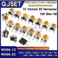 20pcs WH06-1C-2C Yellow Adjustable Resistors Trimmable Potentiometer 101 201 501 1K 2K 5K 10K 20K 50K 100K 200K 500K 1M Ohms