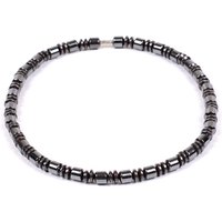 Hot Fashion Magnetic Hematite Flat Round Beads Black Hematite Necklace for Men Women Healthy Care Trendy Gift Jewelry Necklaces