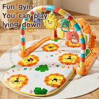 Baby Activity Play Mat with Music & Lights, 5 Detachable Sensory Toys Kick Piano Mat, Tummy Time Game Playmat