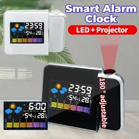 Projection Clock Digital LED Projector with Night Backlight for Home Living Room Bedroom Desk Table Thermometer Hygrometer