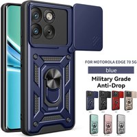 High Quality Car Magnetic 360°Rotate Ring Holder Case For Motorola Moto Edge 70 Armor Shockproof Slide Camera Lens Protect Cover