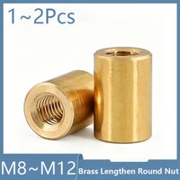 1-2pcs M8 M10 M12 Brass Extend Long Lengthen Round Coupling Nut Sleeve Tubular Nuts Joint Sleeve Nut